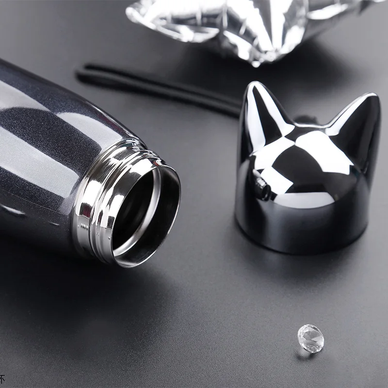 320ml/11oz Double Wall Thermos Water Bottle Stainless Steel Vacuum Flasks Cute Cat Fox Ear Thermal Coffee Tea Milk Travel Mug | Дом и сад