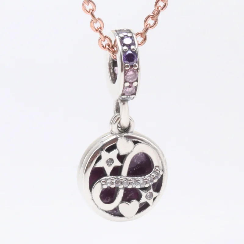 

Hot Mother's Day 925 Silver Shining Eternal Heart and Star Pendant New Purple Star Pendant Female
