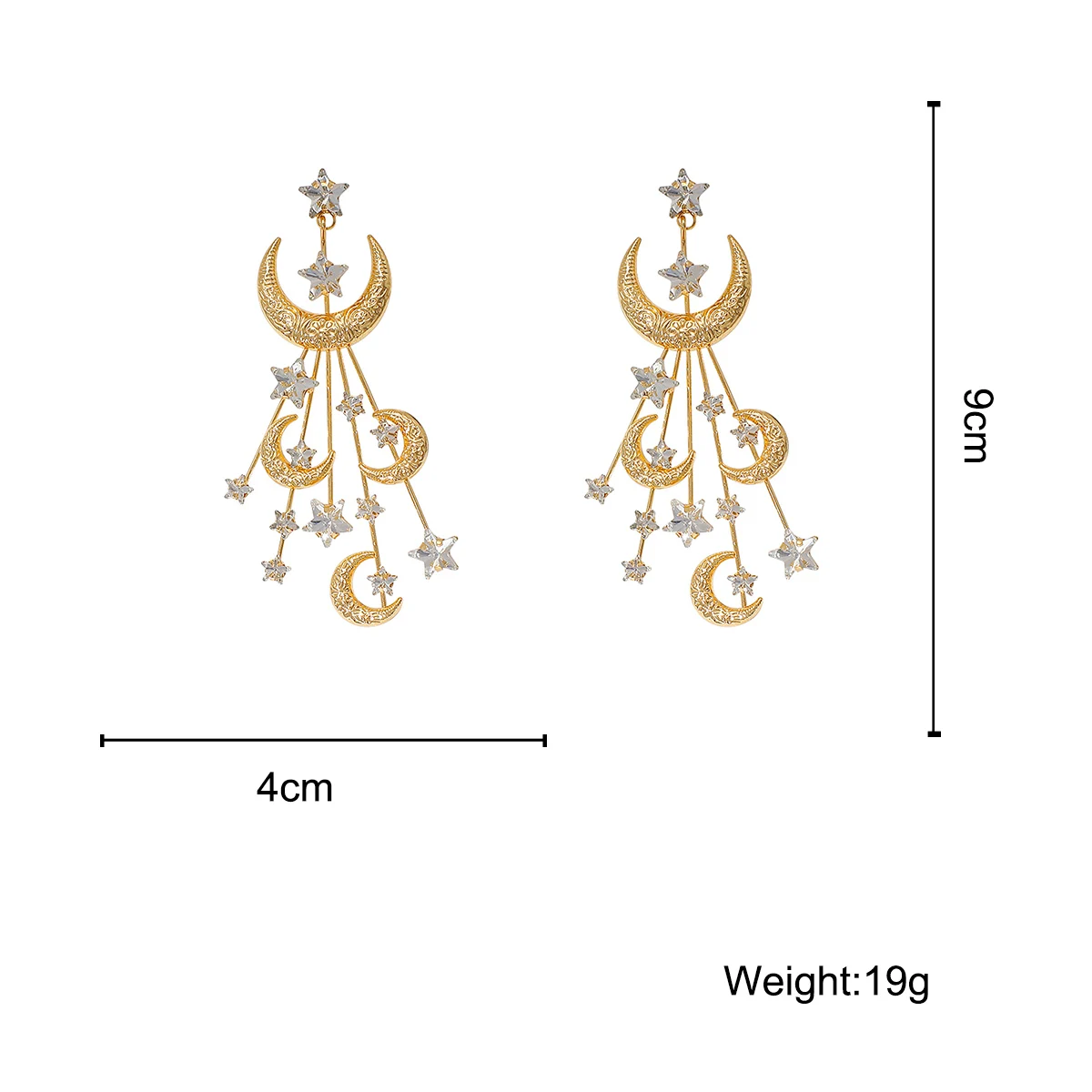 

AMORCOME 2020 New Shiny Crystal Star Moon Earrings Metal Tassel ZA Statement Earrings for Women Fashion Jewelry Brincos Gift