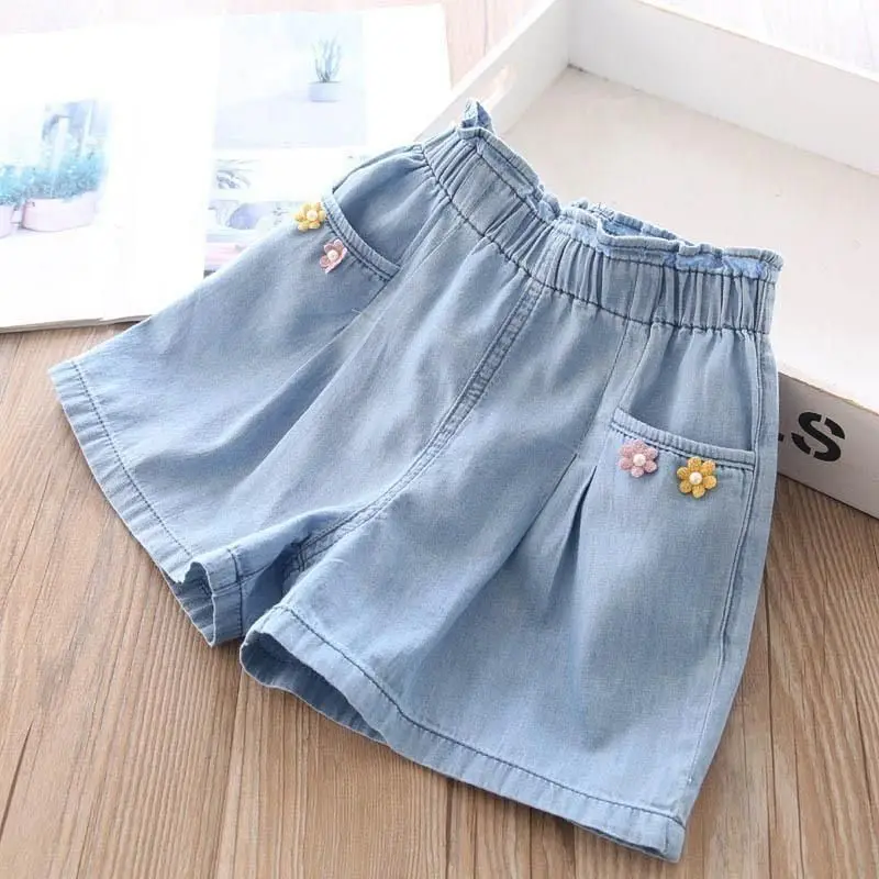 VIDMID baby girls floral shorts kids children denim trousers casual summer clothes P6024 | Детская одежда и обувь
