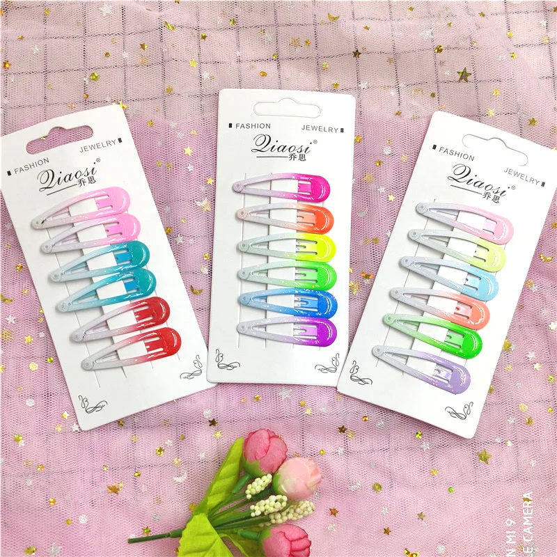 6 шт. милые девушки элегантный градиент ребенок скраб заколки для волос Сладкие