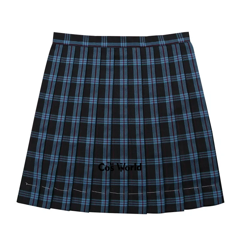 

[Bright Blue] Girl's Women's Japanese Summer High Waist Pleated Plaid Skirts For JK School Uniform Students Cloths