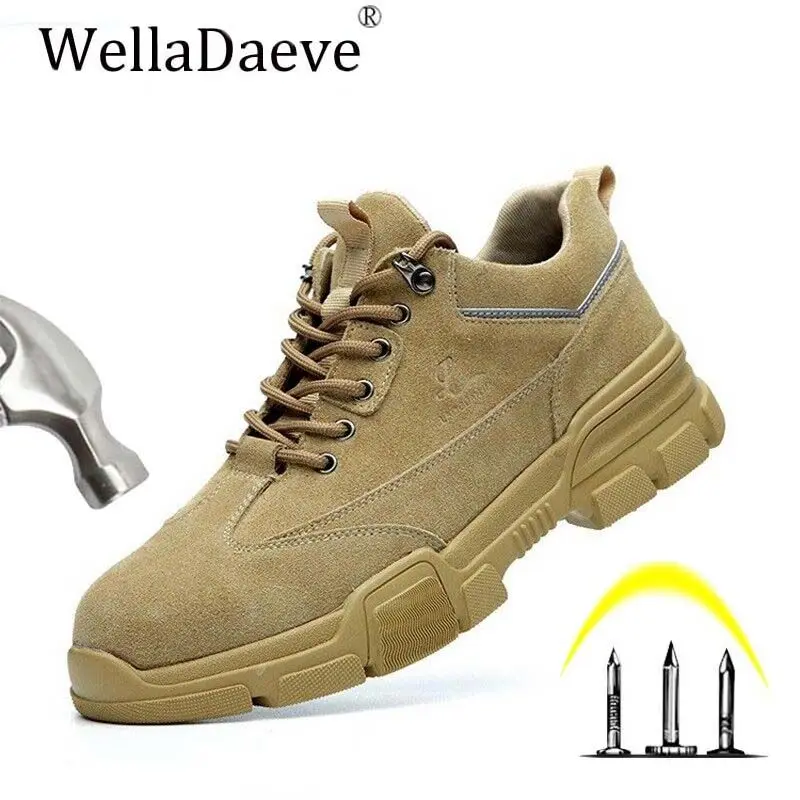 Мужская защитная обувь со стальным носком легкие строительные защитные ботинки