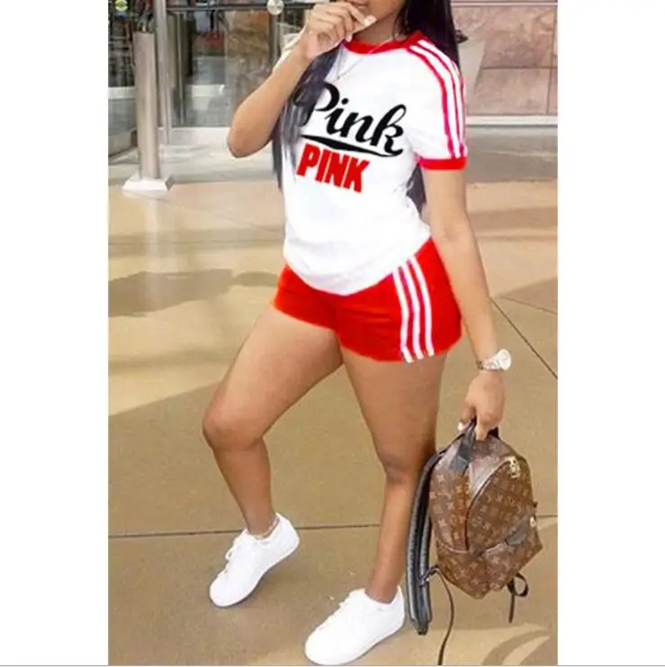 2018 розового цвета с принтом букв комплект из 2 предметов спортивный костюм для