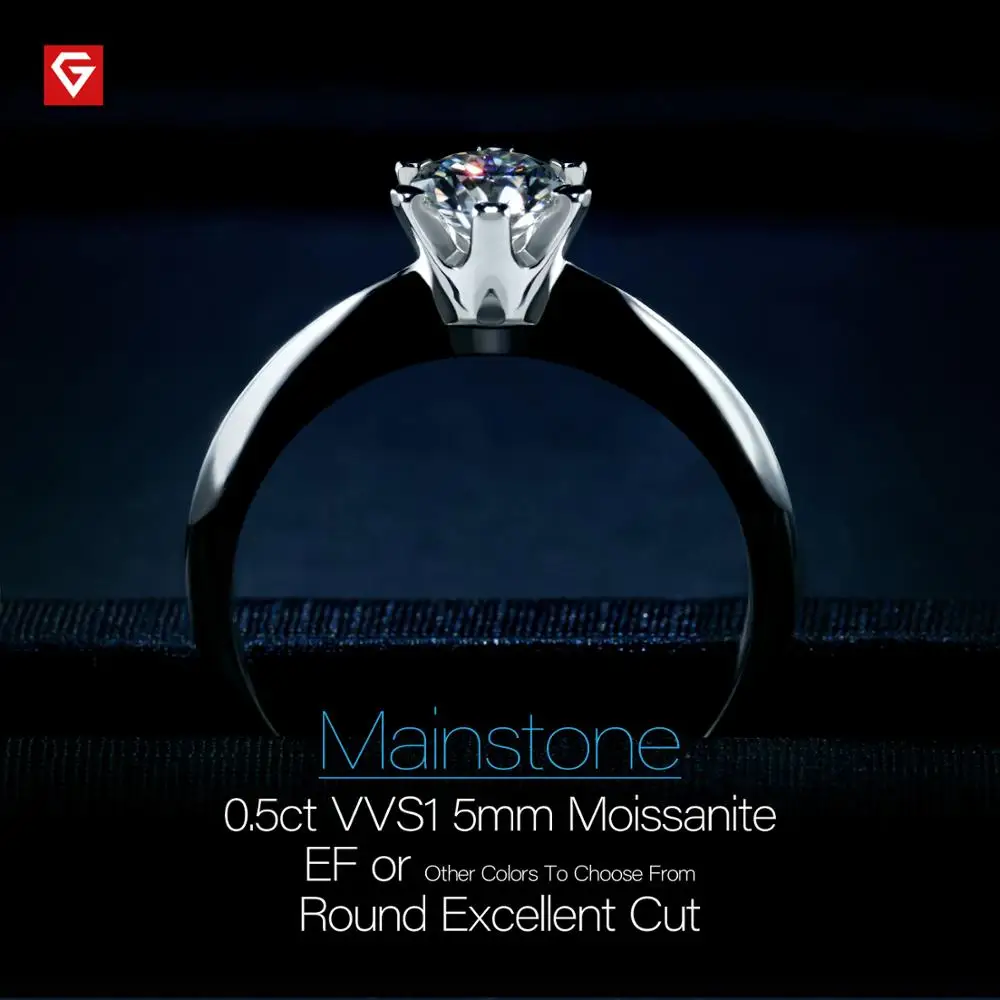 GIGAJEWE 0.5ct 5 мм EF Круглый 18K покрытый белым золотом 925 Серебряное моиссанитовое