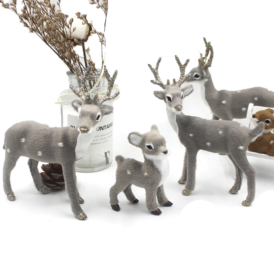 

Gray Christmas Deer Xmas Elk Simulation Plush Reindeer For Home Christmas Decoration Kids Gift Navidad New Year Ornaments Props