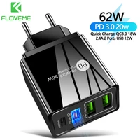 floveme usb charger 20w pd wall fast charger for iphone 12 11 pro qc3 0 quick charge for xiaomi eu us plug mobile phone charger