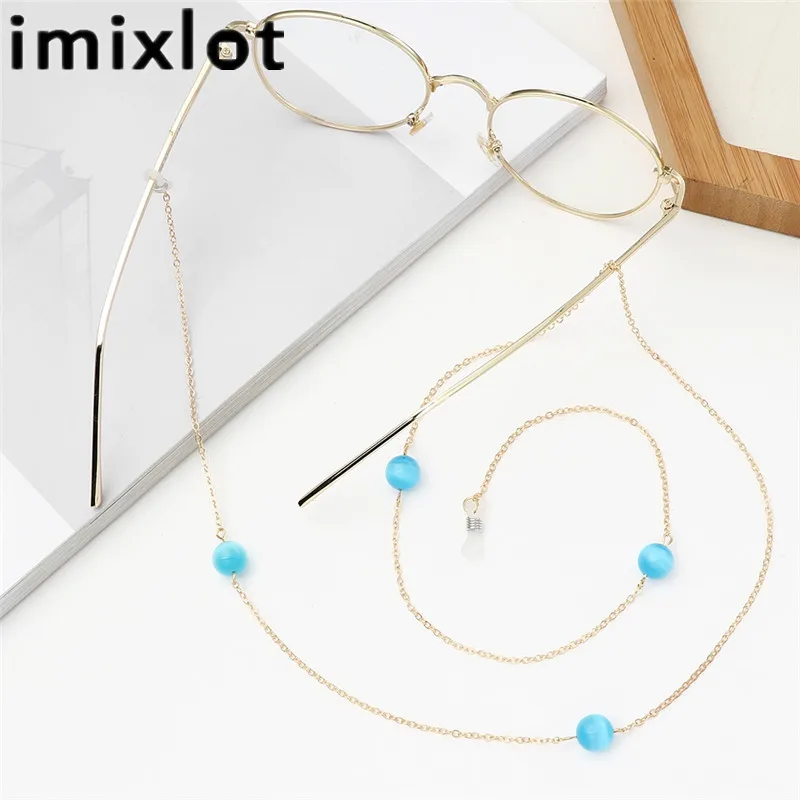 

Imixlot 70cm Elegant Blue Opal Beads Glasses Chain for Women Neck Lanyard Anti-lost Eyeglasses Cord Sunglasses Strap Holder