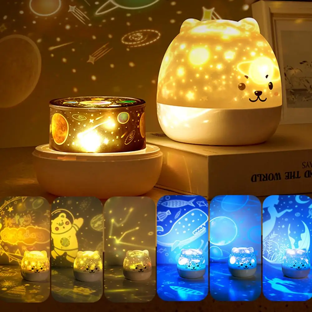 Заряжаемый вселенной со звездным небом ночным пейзажем светильник с