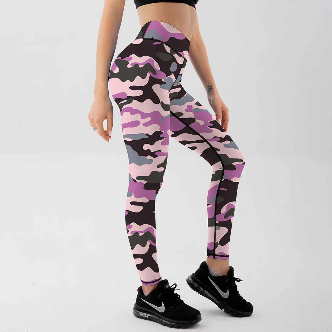 Леггинсы женские камуфляжные с эффектом пуш-ап и высокой талией | Женская одежда