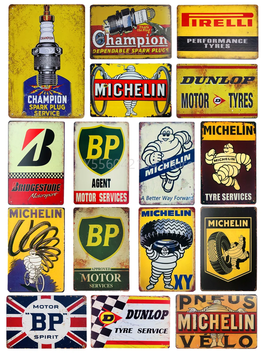

Vintage Decor Metal Tin Sign Decorative Plaque Tyre Service Garage Gas Oil Station Man Cave Club Home Wall Decor