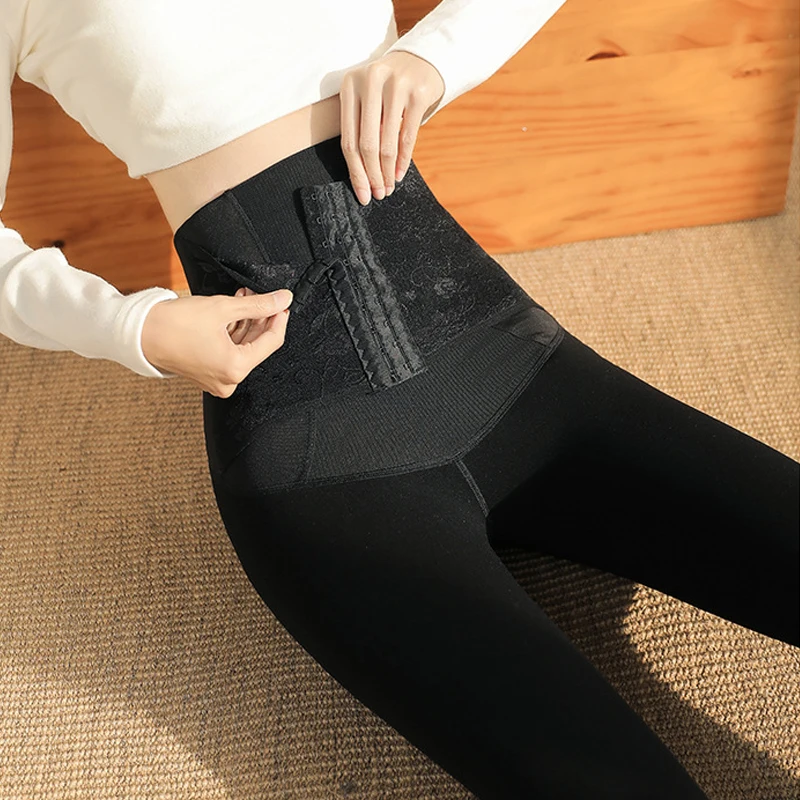 

Slim Postpartum Surgery Mid Thigh Shapewear Over Heels Women's Fleece Lined Thermal Leggings Winter Thick Warm Legging