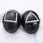 Пластиковая маска для косплея игра кальмар треугольник Квадратный Круг красный капюшон мужской головной убор реквизит для костюма босса