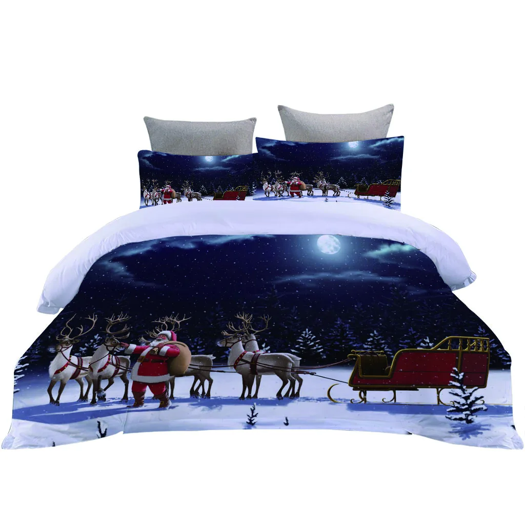 

Christmas Joy Santa Claus Happy Gift Duvet Quilt Cover Sets Bed Quilt Cover and Pillowcases 3D Printing 3 Pics Bedding Set