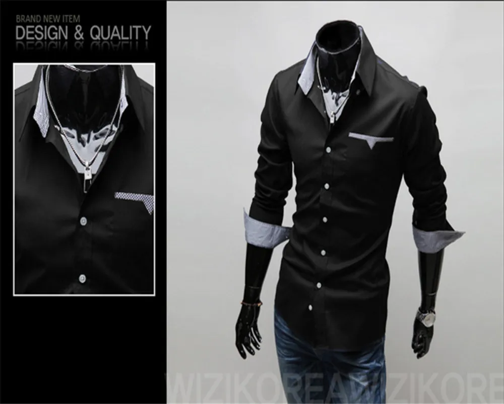 Мужская деловая рубашка с длинным рукавом Классическая дизайнерская