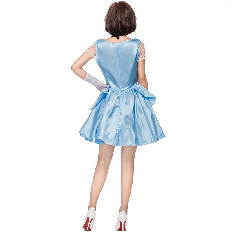 

Sladuo New Split Size Lace Cute Girly Blue Princess Dress Cosplay Princess Queen Stage Costume