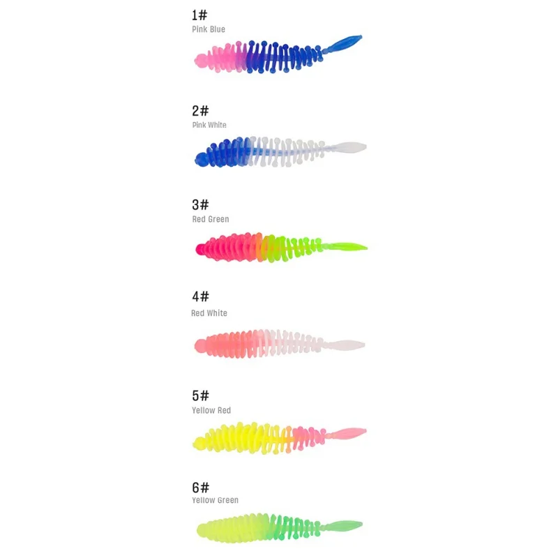 

5PCS Needle Tail Soft Maggot Bait 5.5cm 1.2g Qingwu Insect Luya Soft Bait Threaded Maggot Artificial Bait Artificial