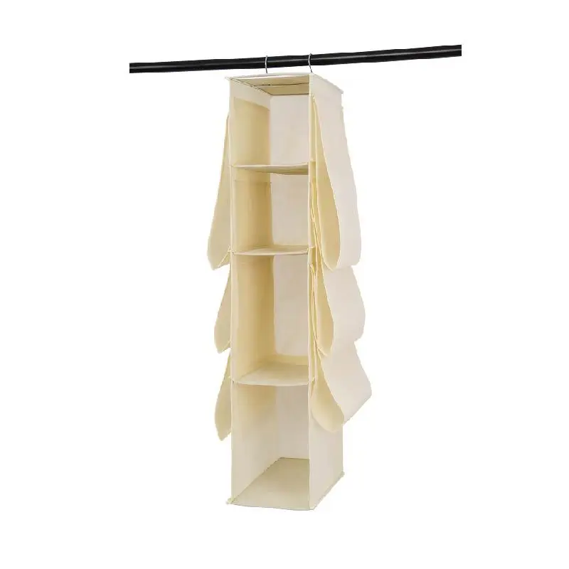

HouseholdWardrobe Hanging Type NonWoven Bag StorageDustproof Hanging Bag four Layer Ten Grid BagFinishing Cabinet