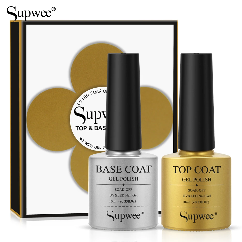 

Supwee Top Base Coat Gel Polish UV Soak Off 10ml Vernish Semi Permanent Nail Art Manicure Gel Varnish Primer Base Coat With Box