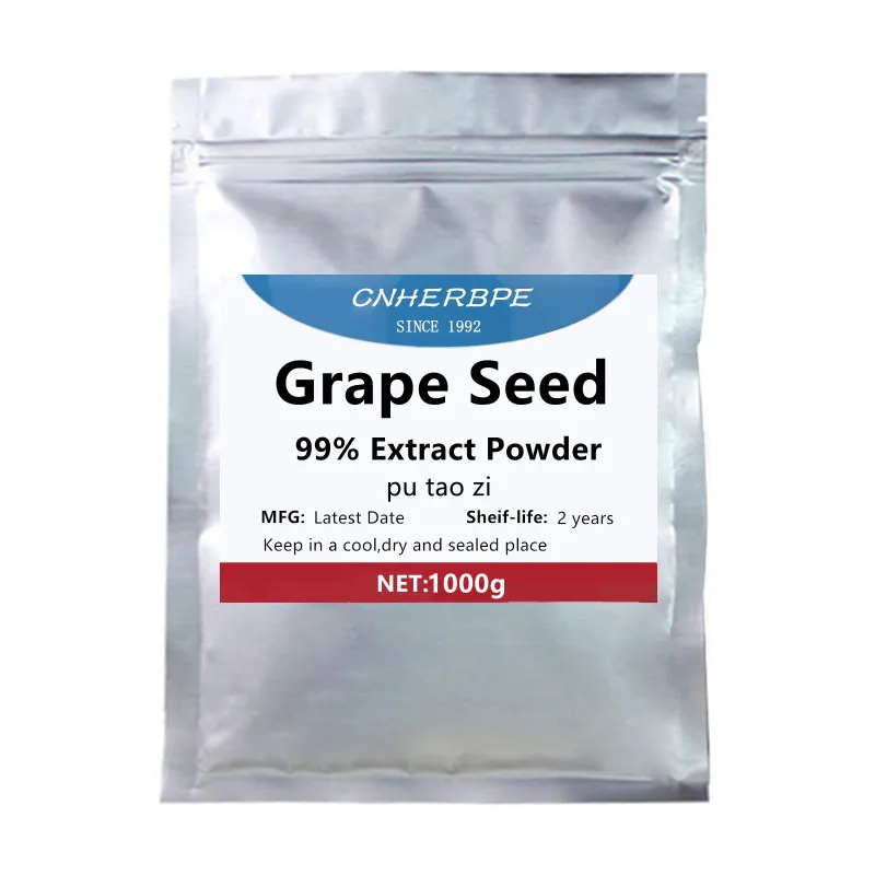 

50-1000g High Quality 99%Pure Grape Seed Extract Powder,Pu Tao Zi,Proanthocyanidins,with Resveratrol,Anti Wrinkle,Delay Aging
