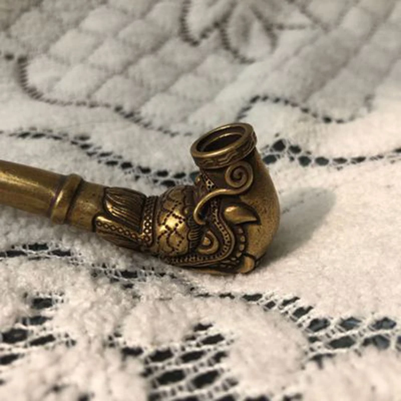 Античная латунная курительная трубка изогнутая табачная винтажные медные