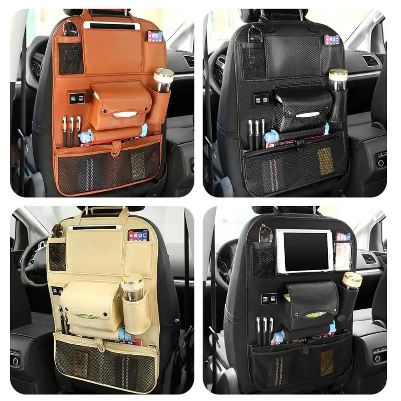 Автомобильный Органайзер на заднюю часть сиденья 4 USB зарядка держатель для