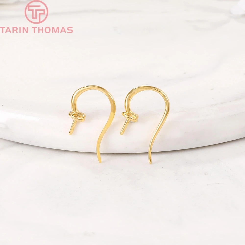

6PCS 9x15.5MM 24K Gold Color Brass Earrings Hooks with Half Pins High Quality Diy Jewelry Findings Accessories