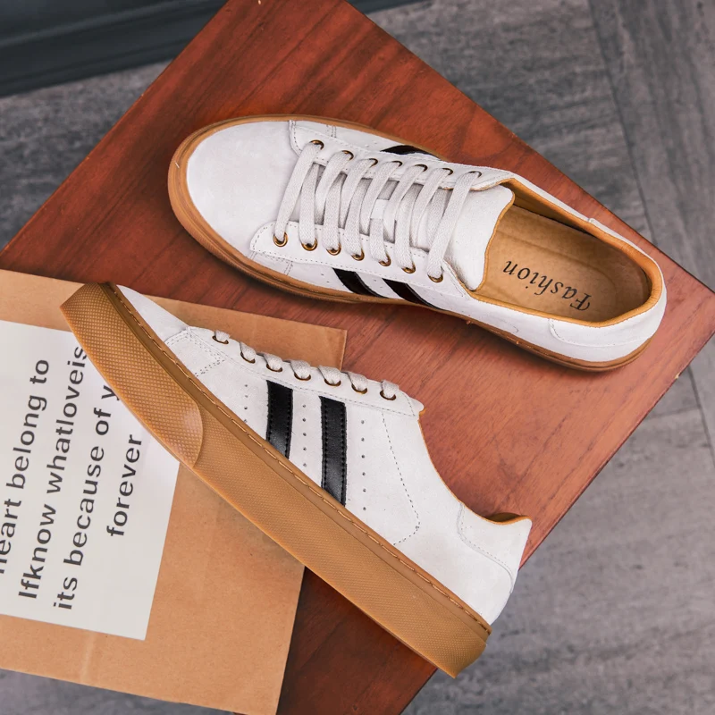 Роскошная мужская повседневная обувь из свиной кожи мягкие дышащие кроссовки