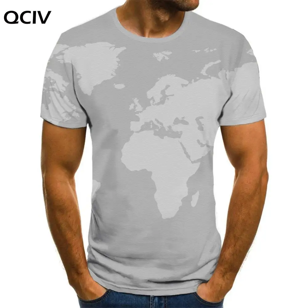 

QCIV World map T-shirt Men Graphics Tshirt Printed Creativity Tshirts Casual Art T-shirts 3d Short Sleeve T shirts Fashion Male