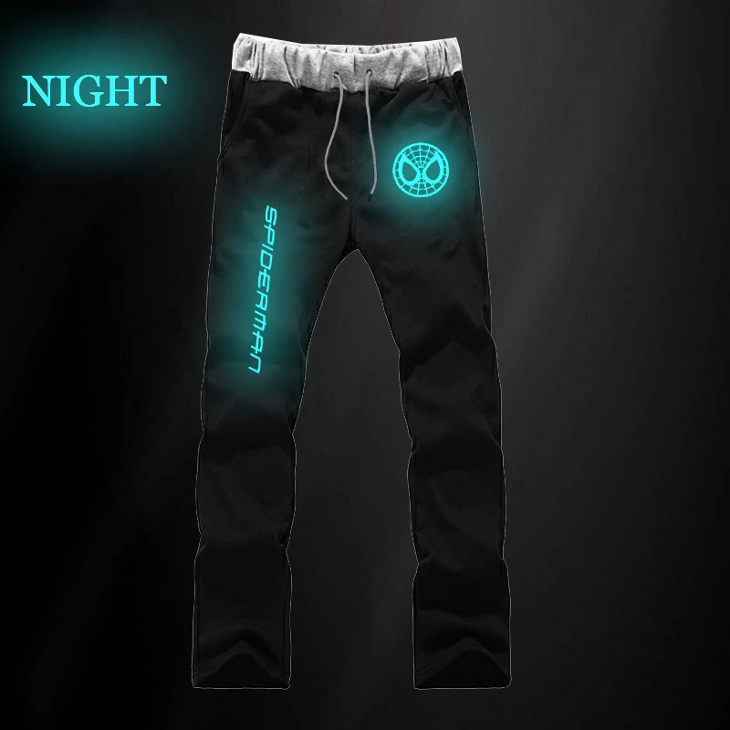 Человек-паук светящиеся повседневные штаны с карманами Мужские для косплея бег