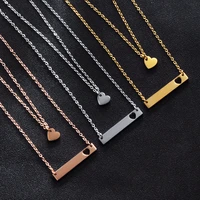 high quality mirror polish heart blank bar double layers stainless steel necklace accessories women bijoux gifts