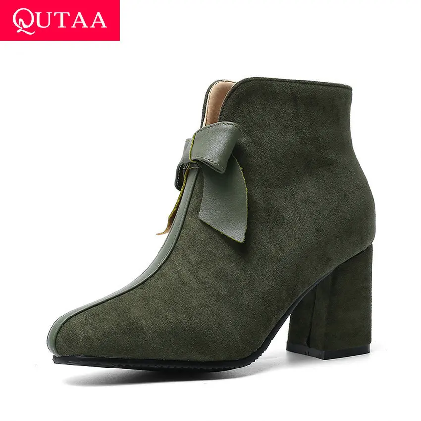 Женские ботильоны на молнии QUTAA серые повседневные ботинки из искусственной кожи