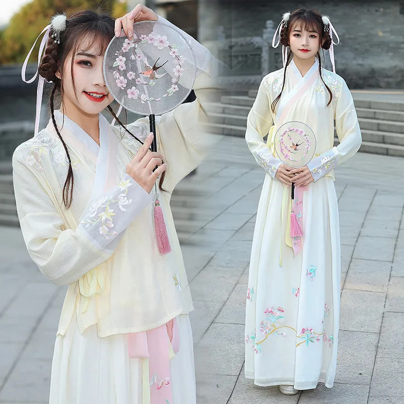 

Summer New Style Hanfu Women's Embroidered Cross-neck Waist-length Skirt, Elegant Daily Retro Chinese Element Suit