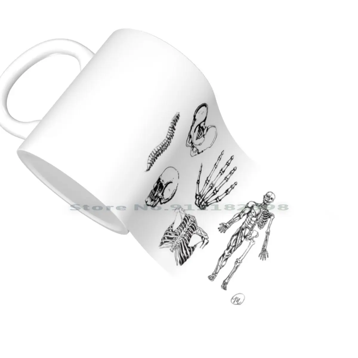 Human Anatomy Illustrations 2 Ceramic Mugs Coffee Cups Milk Tea Mug Bones Skeleton |