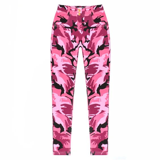 Camouflage red LIBERJOG женские трикотажные джинсы фитнес леггинсы пуш-ап бедра низкая талия кремниевый ремешок стрейч камуфляж женские брюки карандаш с молнией - Цвет: Camouflage red