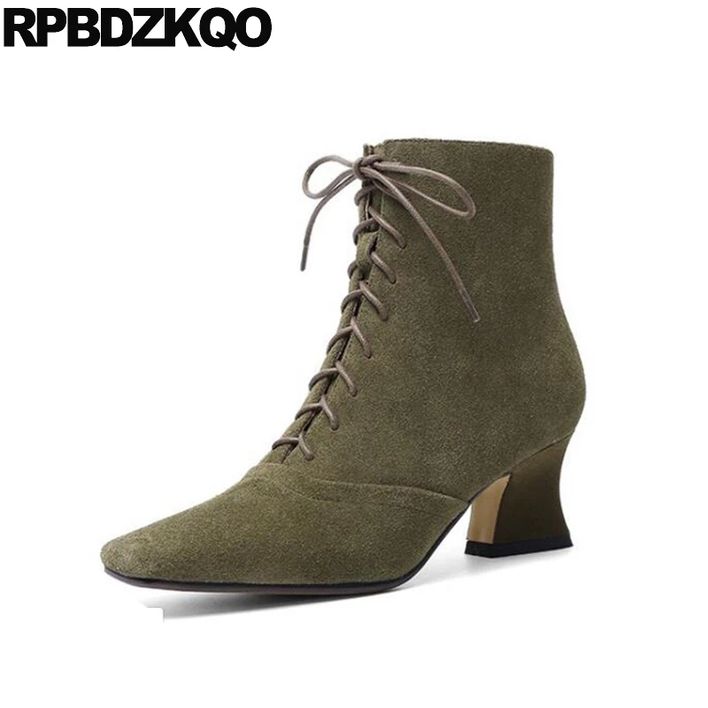 Женский квадратный носок женские низкие Туфли со шнуровкой в винтажном стиле