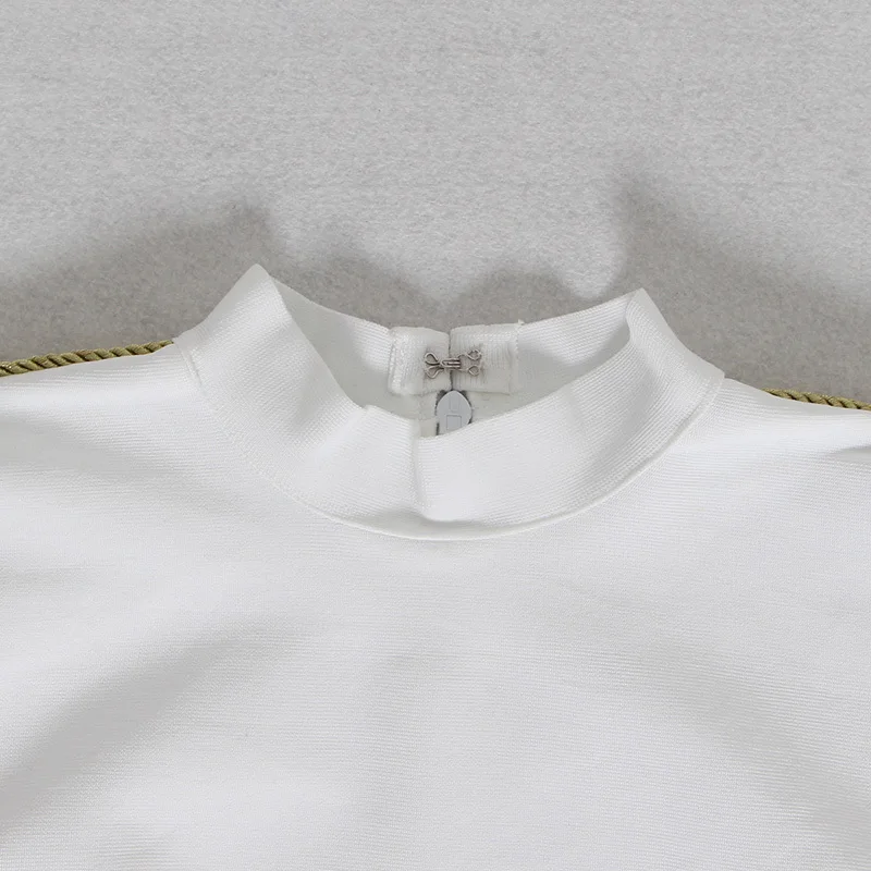 

GALCAUR Sexy Party Dress Women Stand Collar Short Sleeve Bandages Patchwork High Waist Mini Bodycon Dresses Female 2020 Summer