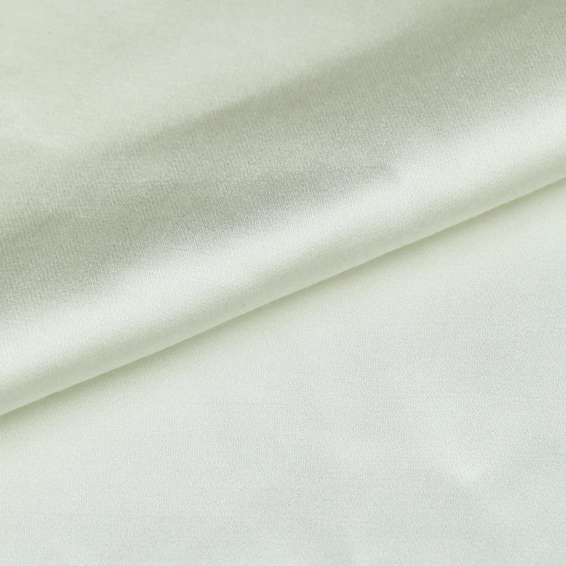 Белая шелковая хлопковая атласная ткань смешанная однотонная белая толщина 18
