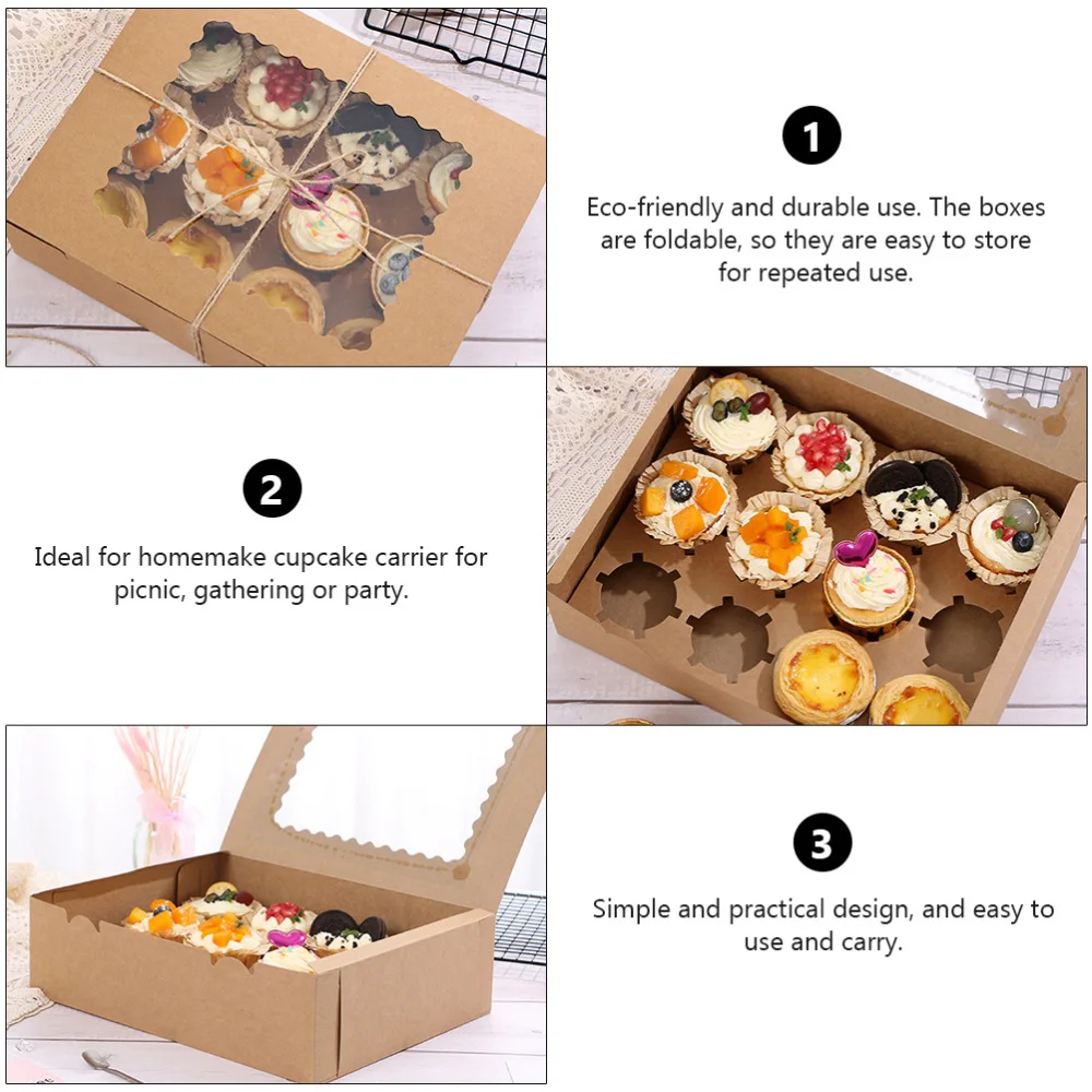 

5pcs Delicate Upper Window Pastry Dessert Packing Boxes Cake Wrapping Boxes