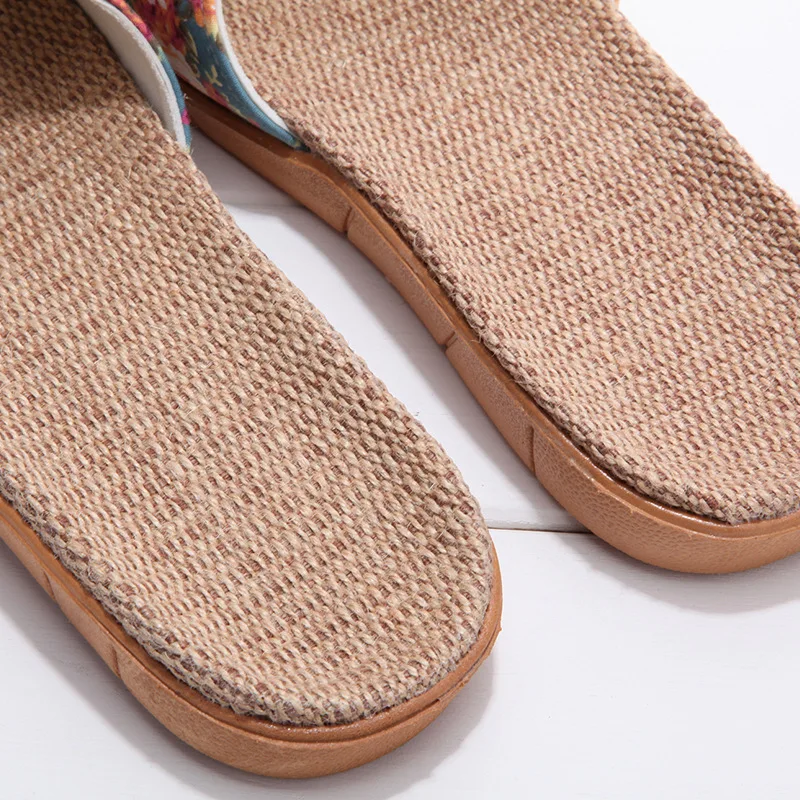 Женские шлепанцы из льняной ткани летние крутые пляжная обувь без шнуровки