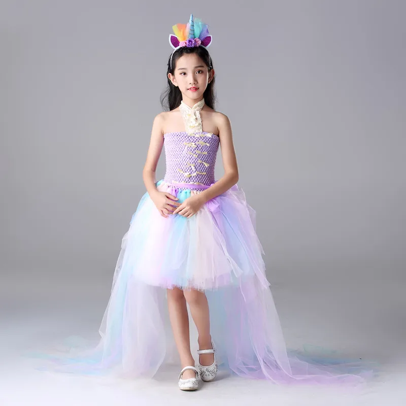 Розовые и синие платья-пачки для Девочек Платья с цветочным узором девочек