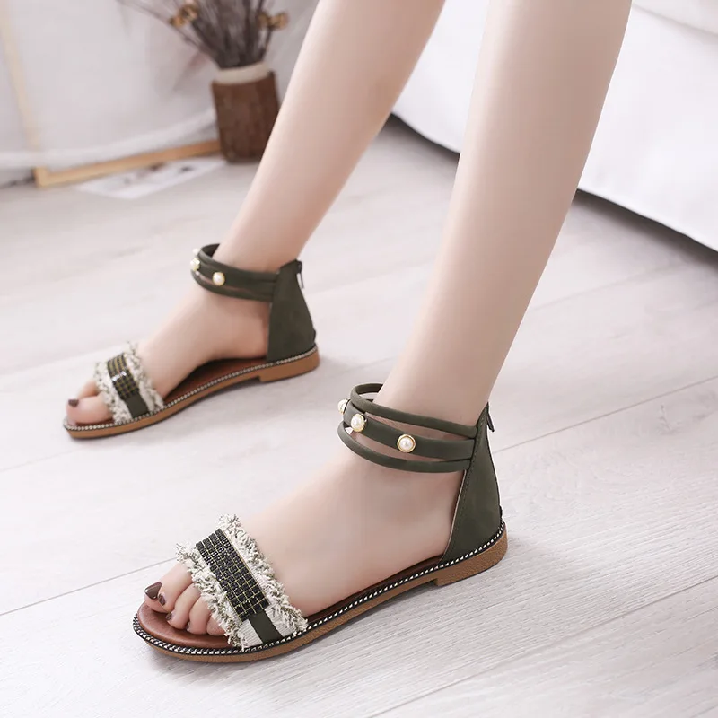 Сандалии Новая женская летняя обувь на плоской подошве женские босоножки модная