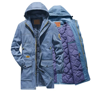 Модная мужская джинсовая куртка 2019, зимняя мужская Толстая длинная парка, пальто в английском стиле, высококачественные ветрозащитные зимние мужские куртки 4XL