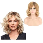 Причудливый W синтетический средний натуральный волнистый парик Омбре коричневый блонд синтетические парики ежедневные волосы термостойкие