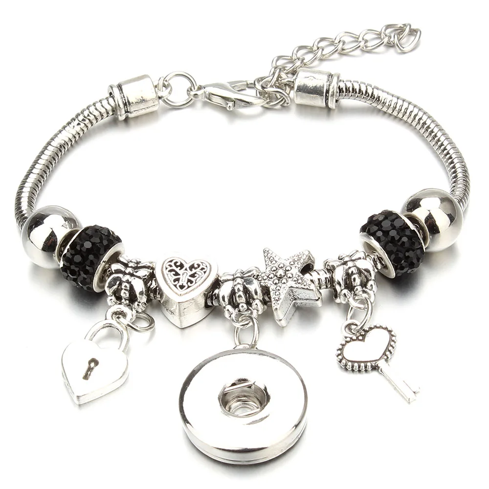 Hot Sale Snap Button Bracelet Lobster Buckle Snake Chain Bangles Clay Beaded Fit 20mm 18MM Buttons Jewelry | Украшения и
