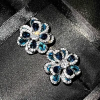 fashion elegant flower stud earrings inlay shiny zircon exquisite charm jewelry for women wedding engagement birthday gift