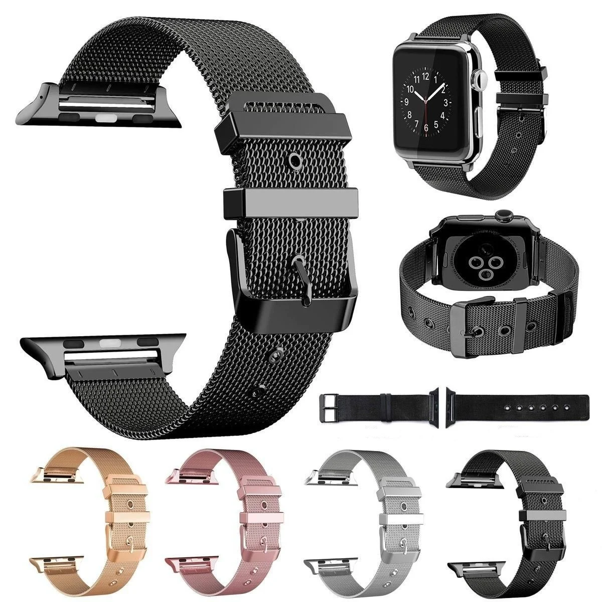 Миланский ремешок для Apple Watch 42 мм 38 40 44 мм металлический браслет из нержавеющей стали сетчатый ремень ремешок для Iwatch Serise 4 3 2 1