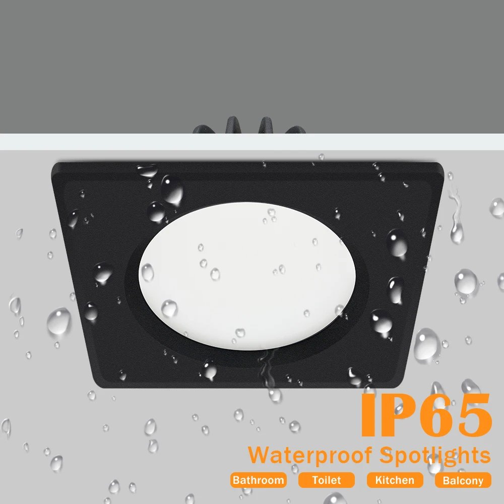 IP65 светодиодный черный потолочный светильник водонепроницаемый потолочный светильник Встраиваемые светильники квадратный Светодиодный ...