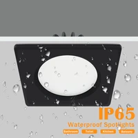 ip65 led black ceiling lamp waterproof downlight recessed lights square led spot lighting for bathroom toilet living room foyer