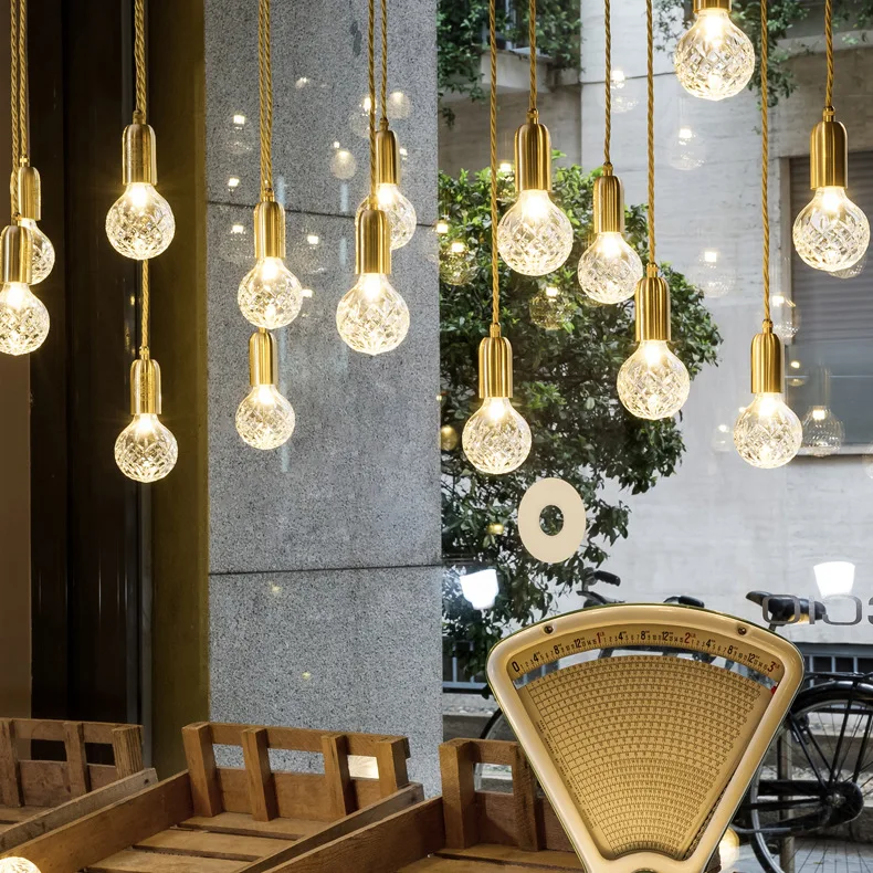 

Nordic modern simple crystal glass chandelier restaurant hotel bedroom duplex staircase creative personality led Chandelier